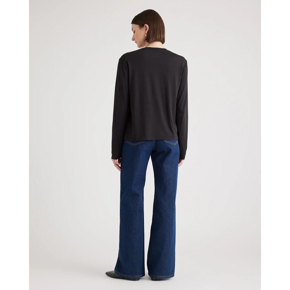 Quince Black Cotton Modal Relaxed Long Sleeve Top Large - Picture 2 of 9